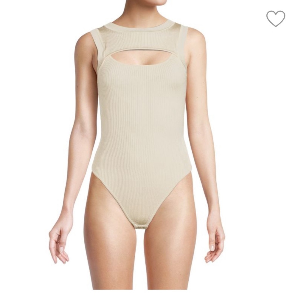 New with tags Good American tan ribbed thong bodysuit